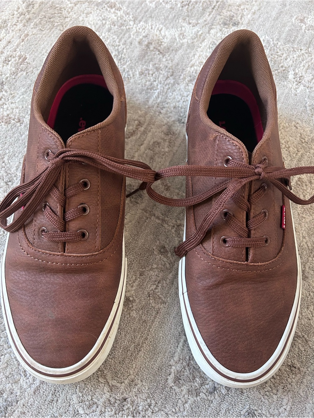 Levi’s Men's Brown Sneakers Lace Up Skater Shoes Sz 10 Boat Deck Faux Leather